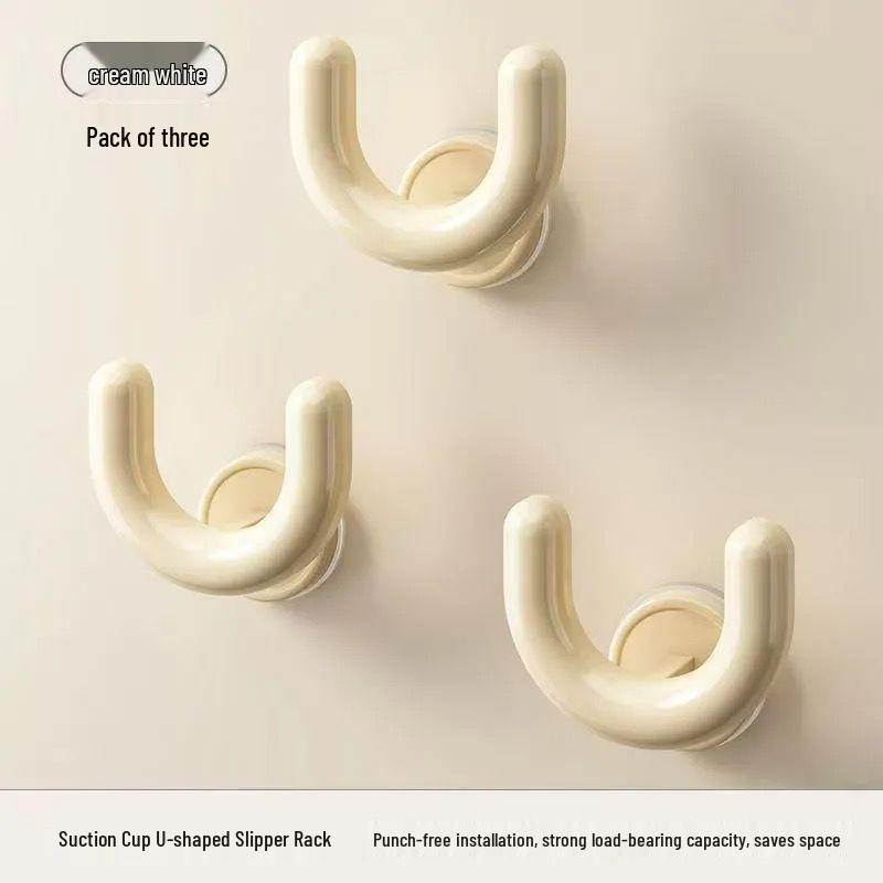 No-Drill Wall-Mounted Bathroom Slipper Rack with Suction Cups and Drainage Hooks