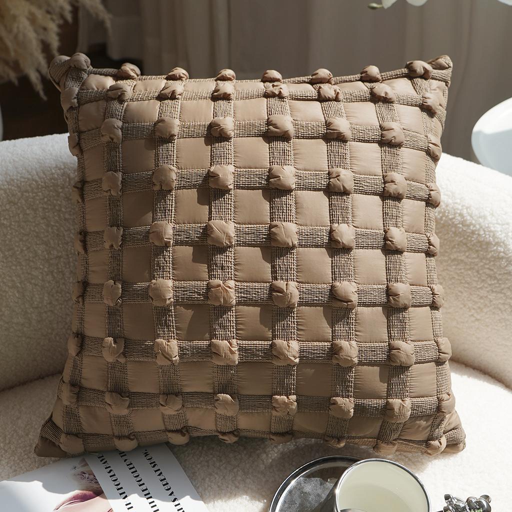 High-end Luxury Cushion Cover Striped PU Sofa Throw Pillow Cover Backrest Bedside Cushion Lumbar Support Throw Pillowcover 2026