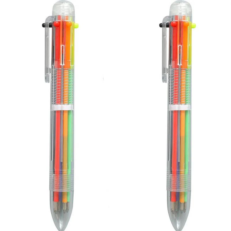 Penna a Sfera Multi-Funzione 6 in 1 Colori 0,5 mm Novità Multicolore Regali per Bambini Cancelleria Coreana Materiale Scolastico Ufficio