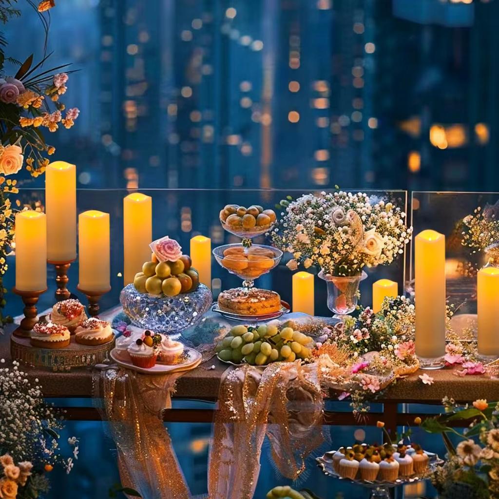 6Pcs Led Flameless Electric Candles Lamp Acrylic Glass Battery Flickering Fake Tealight Candle Bulk for Wedding Christmas