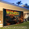 2D Time Machine DeLorean Backdrop, "Back to the Future" Themed Outdoor Banner