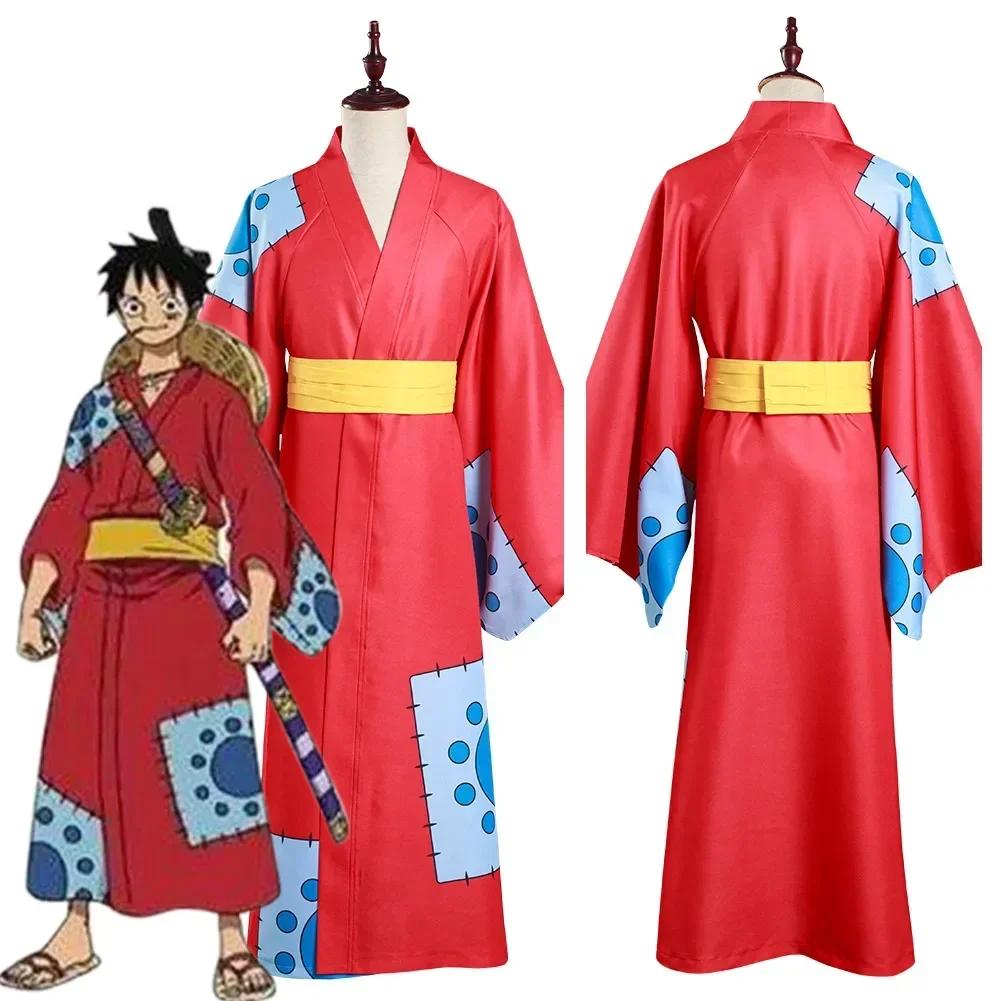 Monkey D Luffy Wano Country Arc Cosplay Kostuum Hoed Kimono Yukata Tenue Aangepaste Halloween Kostuums