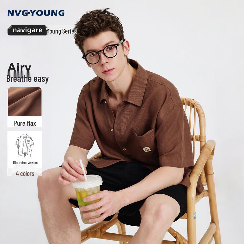 Navigare Men s Linen Short-Sleeve Shirt 2XL