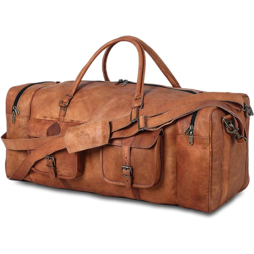 Stora Duffelväskor för män Holdall Läder Resväska Overnight Gym Sports Weekend Bag. Med Combo Leather Diary