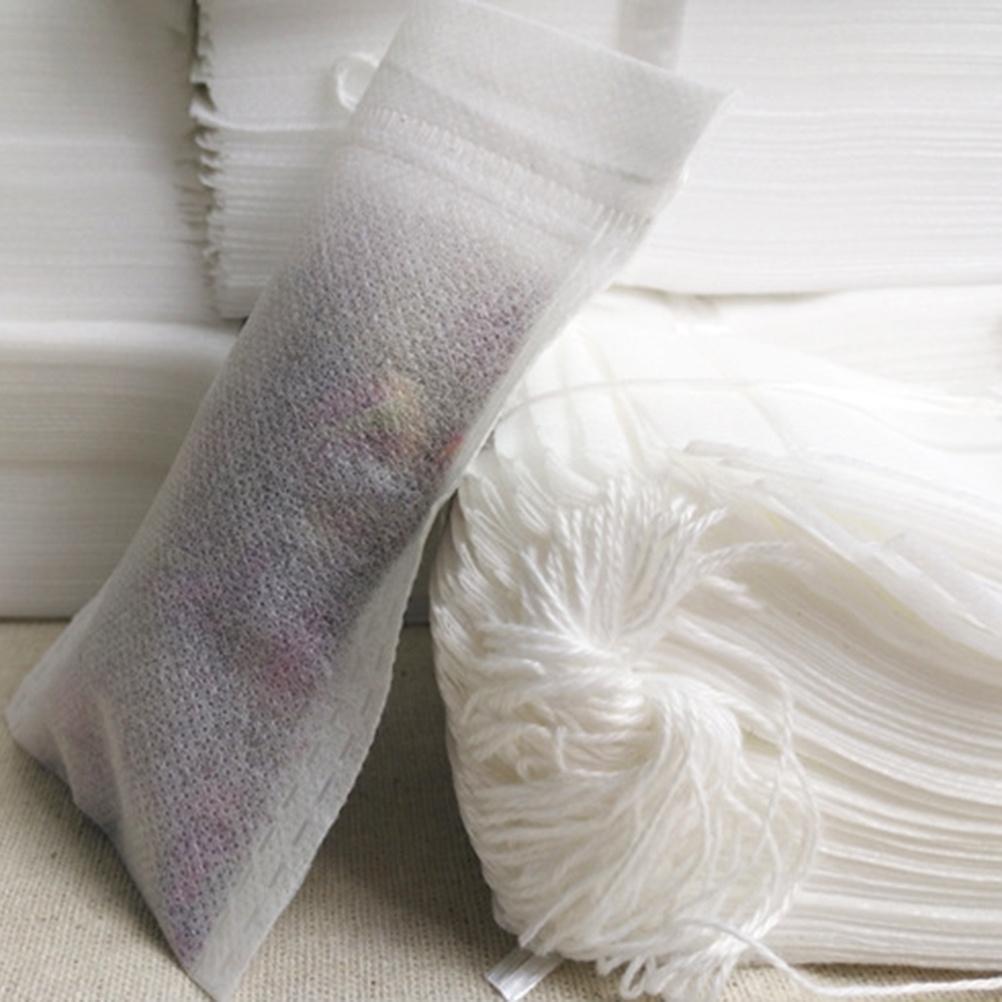 

100Pcs Empty Tea Bags 70x90mm Drawstring Non-Woven Filter Pouch for Loose Tea Herbal Supplements Lightweight Travel Gym Safe 8X6X0.2CM