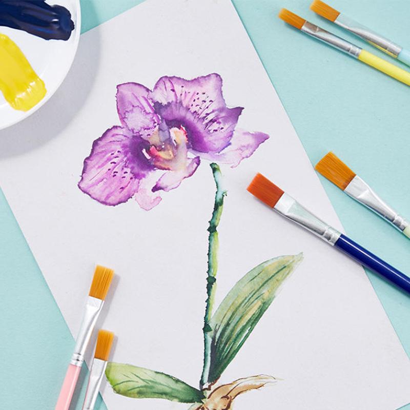 12 Pcs Painting Brushes Set Art Round Flat Hair Nylon Hair Paint Brush Pen For Oil Acrylic Watercolor School Art Supplies