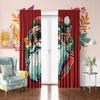 2 Stück - Winterdekoration - Santa West Coast Print Vorhang - Polyester - geeignet für Schlafzimmer, Wohnzimmer, Arbeitszimmer