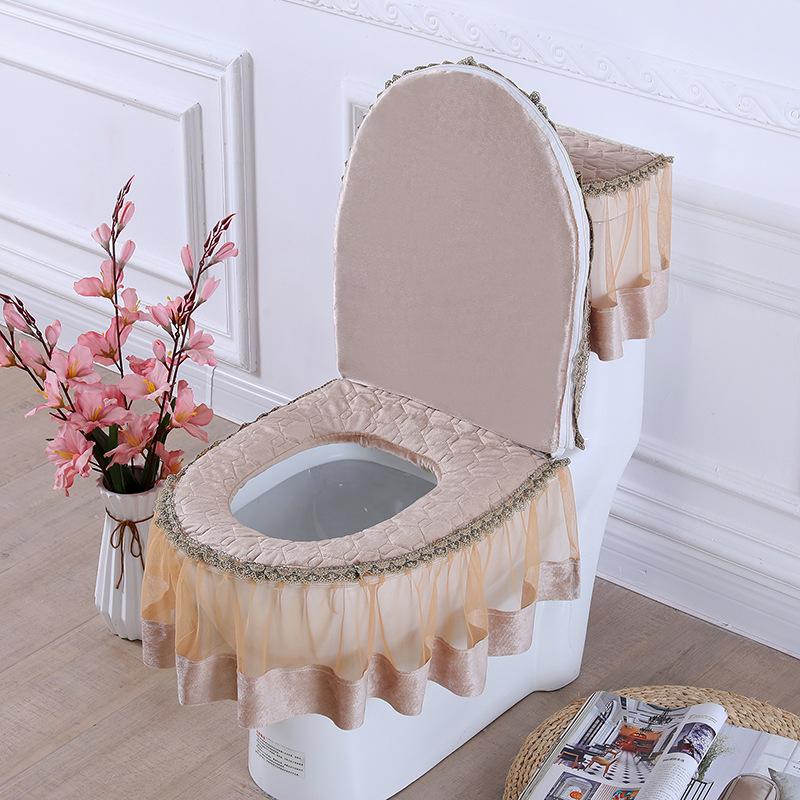 Three-Piece Universal Toilet Cover Set: Dust Cover, Seat Cushion, and Lid Cover for All Seasons