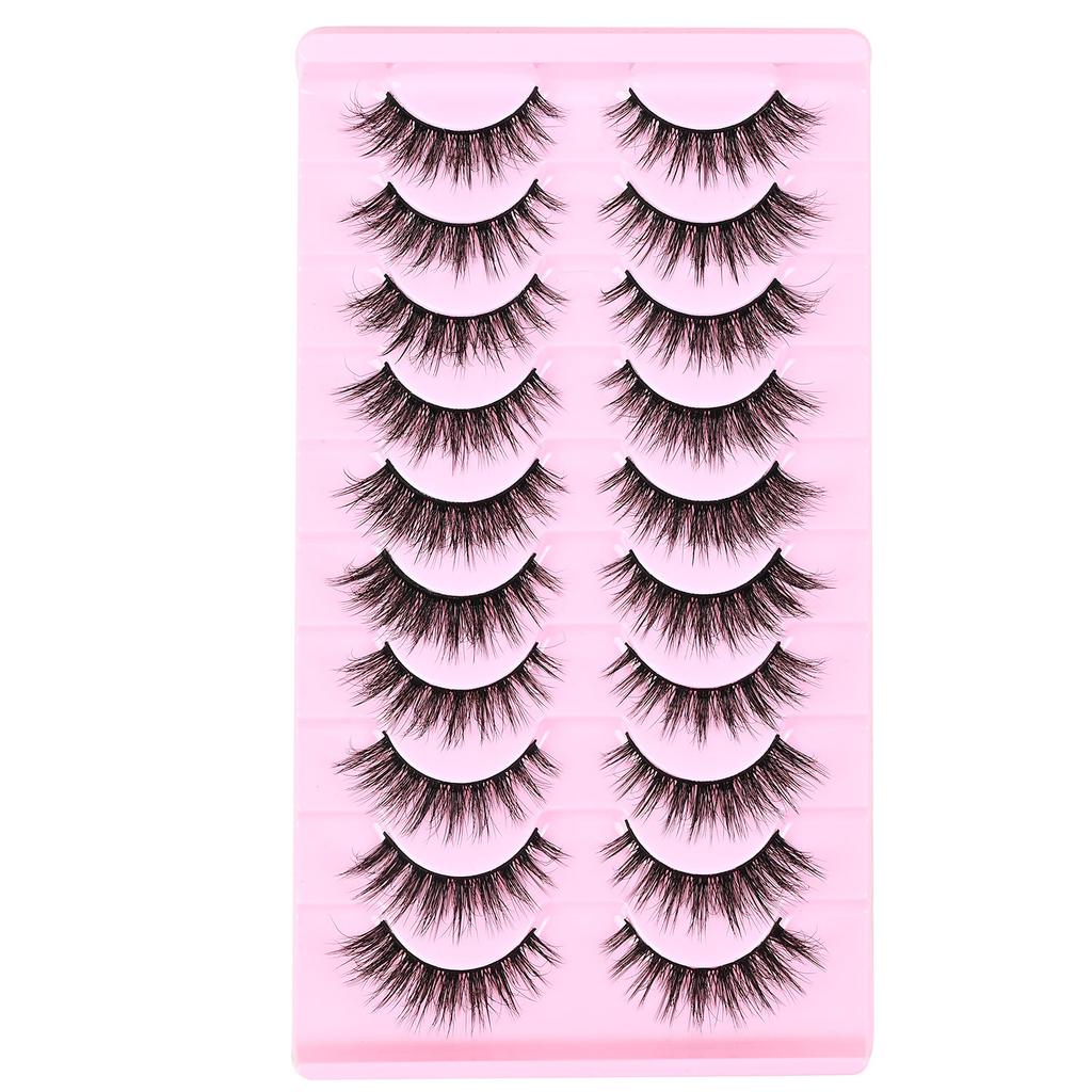 10 Paar Dicke Falsche Wimpern Dreidimensional Geschwungen Flauschig Hörnchenförmige Katzenaugen-Wimpern 2026
