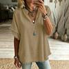 Women Casual V Neck Shirt Fringe Trim Short Sleeve Blouse Button Detail Loose Fit Top for Everyday Wear