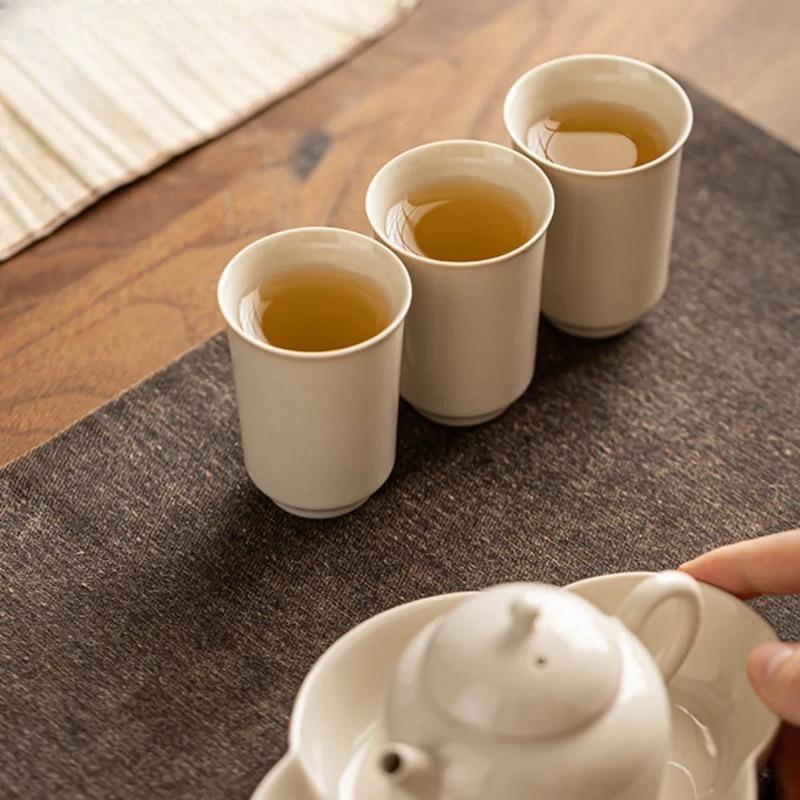 2 Stück/Set Retro Pflanze Holz Grau Keramik Teetasse Chinesische Riechende Duftende Tasse Kleine Meistertasse Meditationsbecher Kung Fu Teeset 65ml