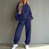 Women's Casual Loose Fit Lined Hoodie and Track Pants Two Piece Set