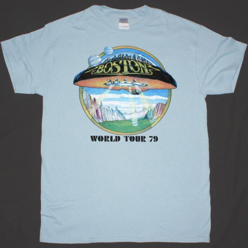

Vtg BOSTON WORLD TOUR Heavy Cotton Light Blue T Shirt For Men All Size UR106 Unisex T-Shirt XL