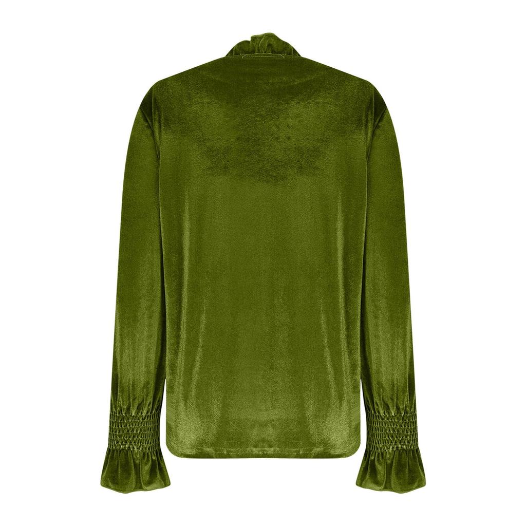 Γυναικεία Μόδα Casual Τοπ με Στρογγυλή Λαιμόκοψη, Μανίκια Φανάρι με Φουσκωτή Όψη και Μακρύ Μανίκι, Μονόχρωμο