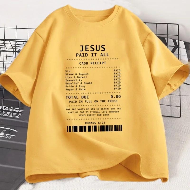 

Jesus Paid It All T Shirt Christian TShirt Jesus Loves Me Tshirt Trendy Faith Religious Tees Unisex Women Loose Clothes 4XL