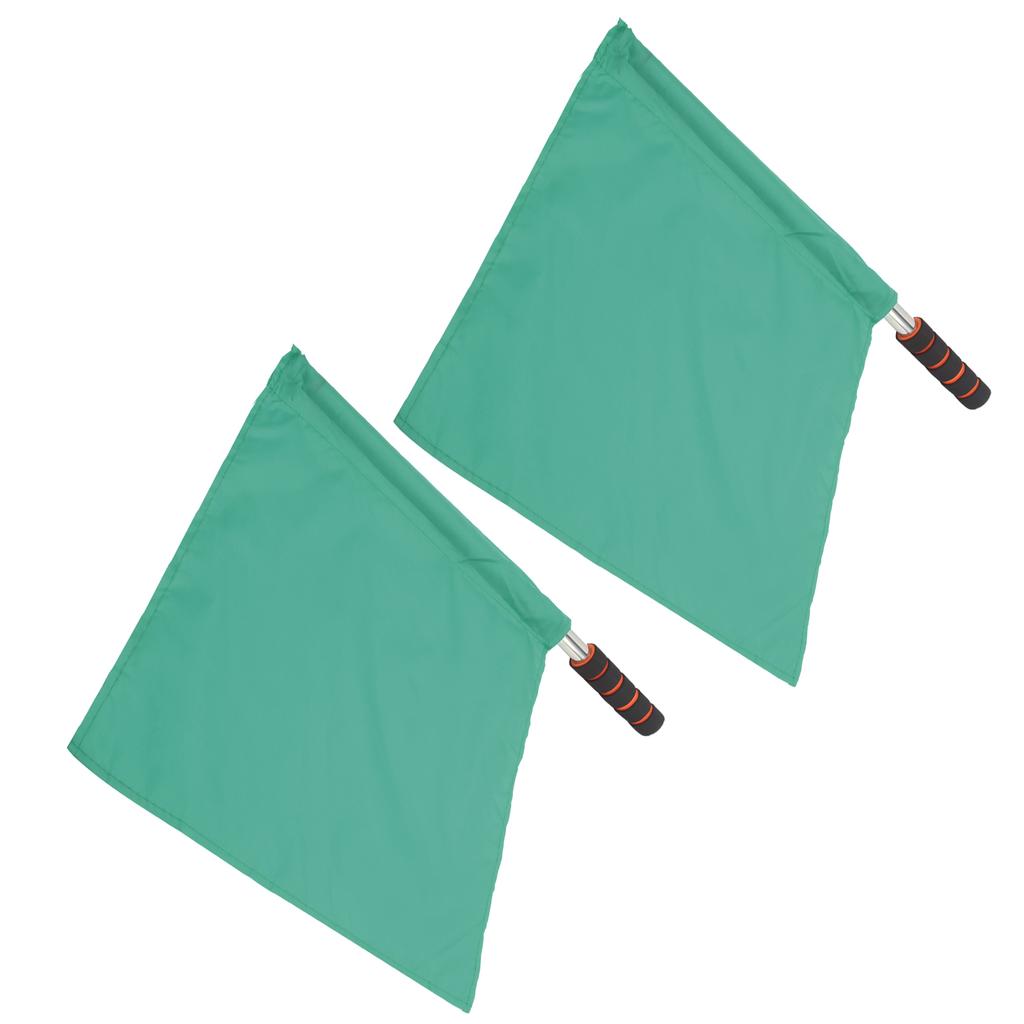 2Pcs Referee Official Flags Stainless Steel Pole Sports Competition Linesman Hand FlagGreen