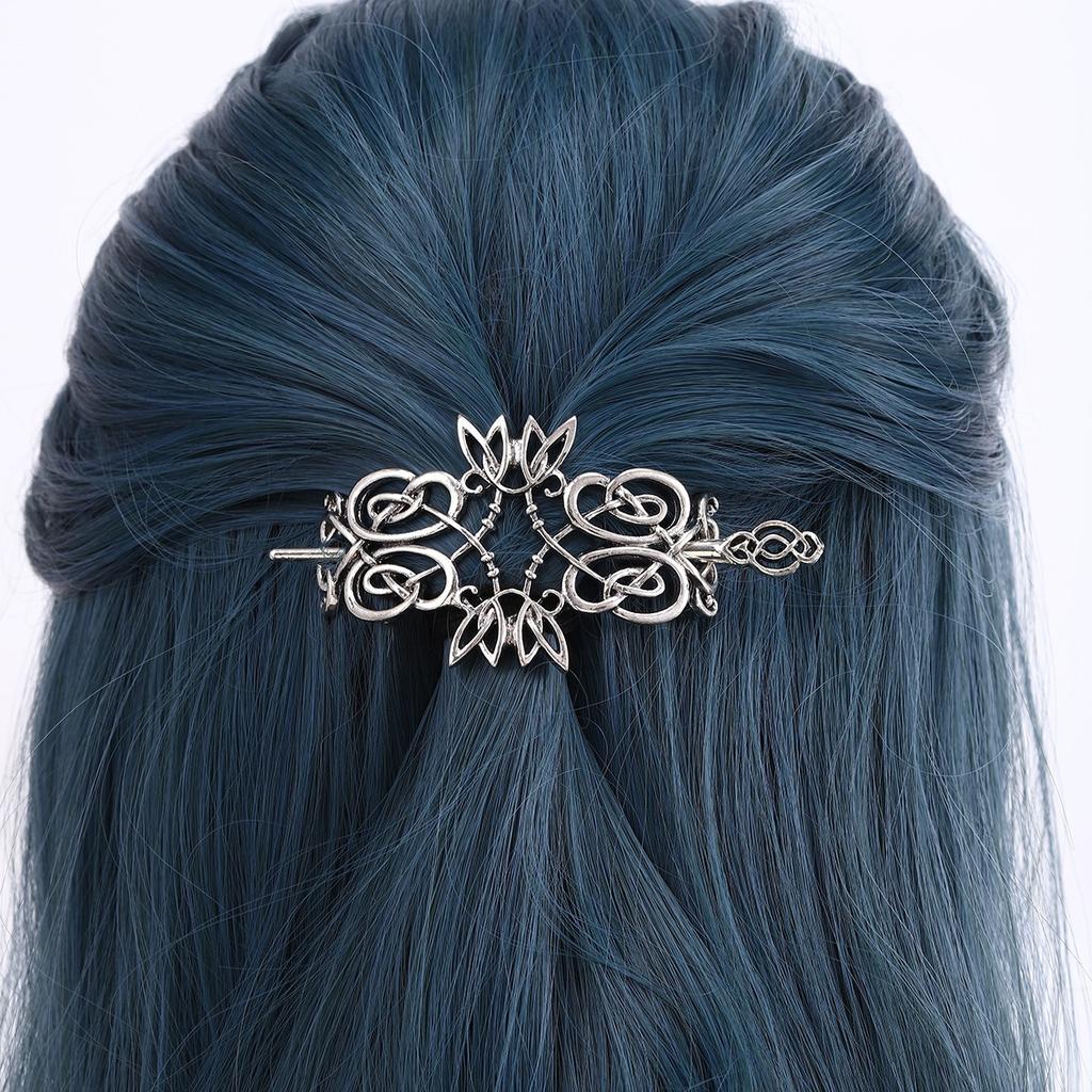 1pc Retro Metal Flower Leaf Wrapped Hairpin Niche Celtic Pattern Hairpin Medieval Style Retro Party Personalized Headwear