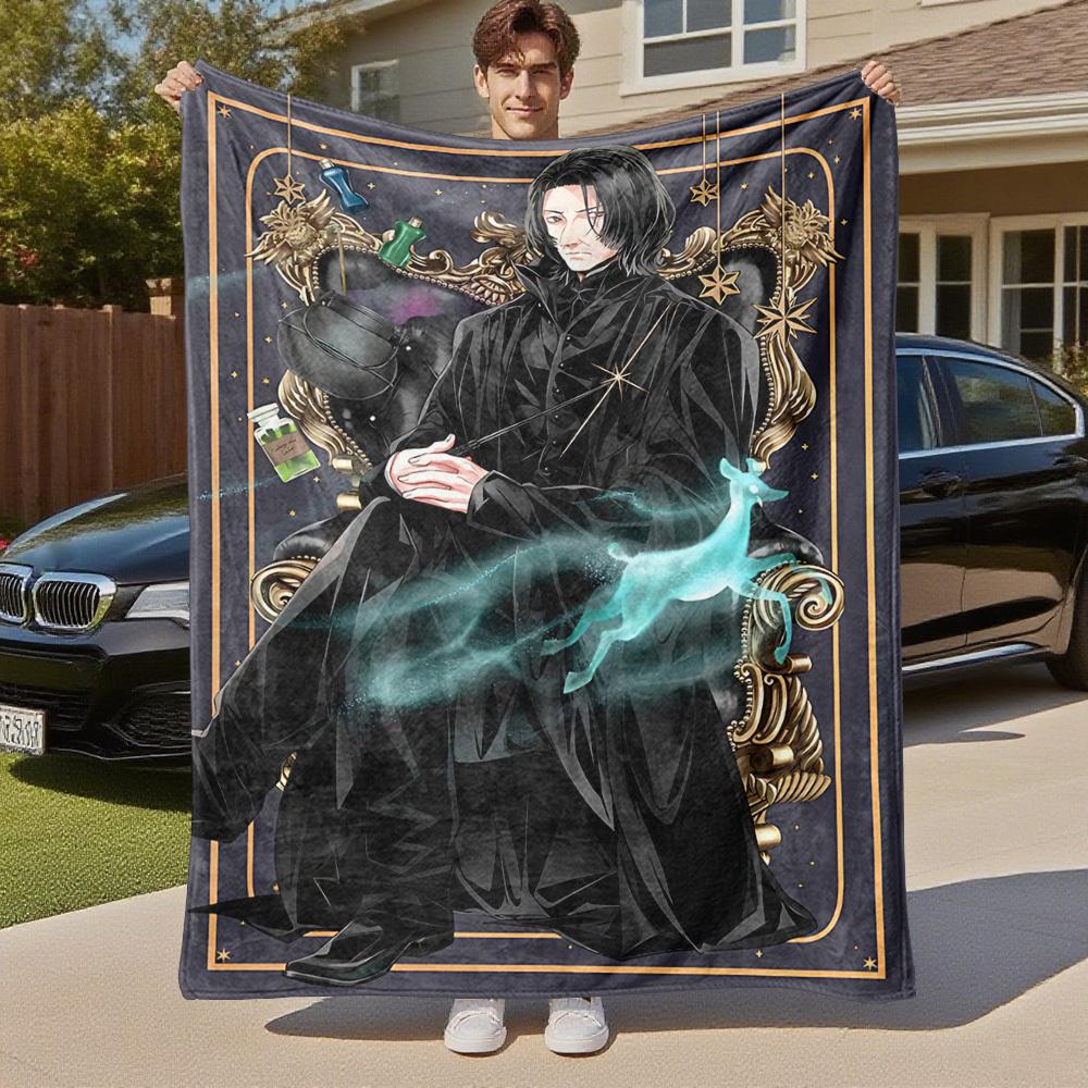1pc Slytherin Patronus Wand Outdoor Flannel Throw Blanket All Season Soft Warmth,Home Decor 1031255