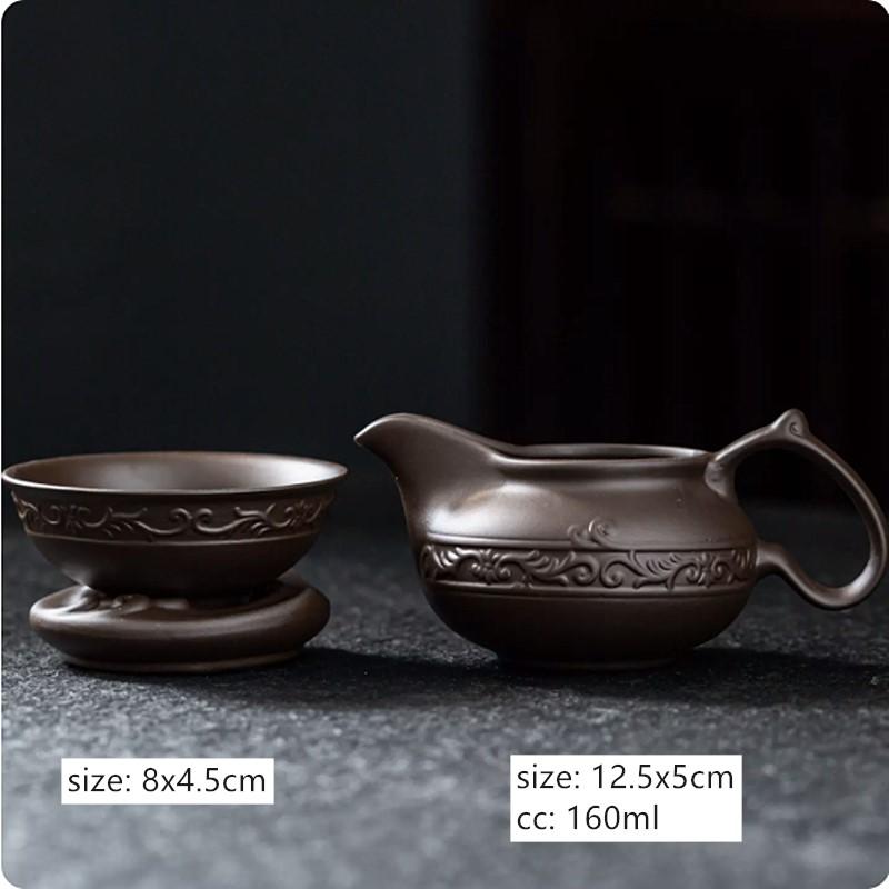 Retro Handmade Purple Clay Fair Cup Tea Ceremony Raw Ore Zisha Tea Set Accessories Household Tea Divider Chahai Tea Strainer