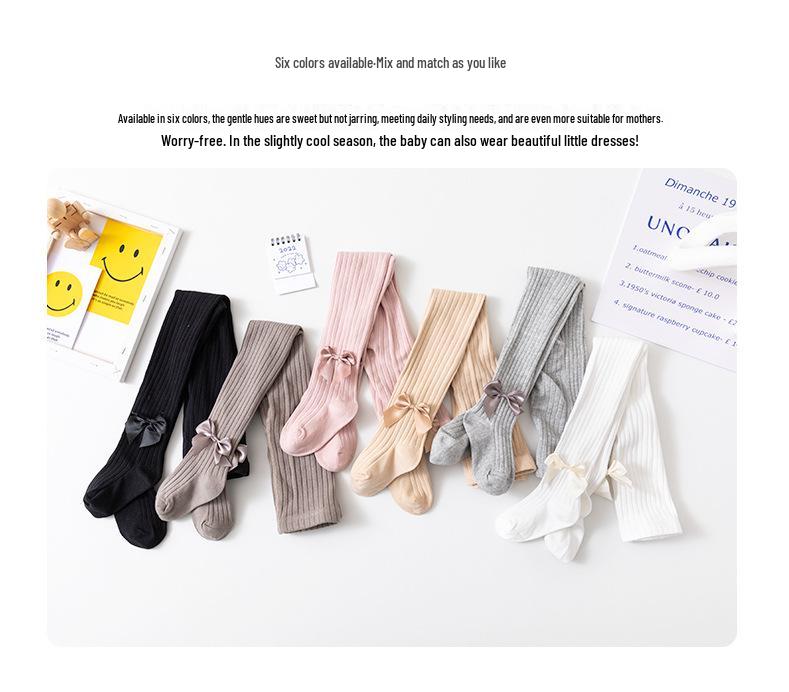 Kids' Spring & Autumn Leggings and Girls' Tights with Baby Spring Socks - Solid Colors, Class A Quality