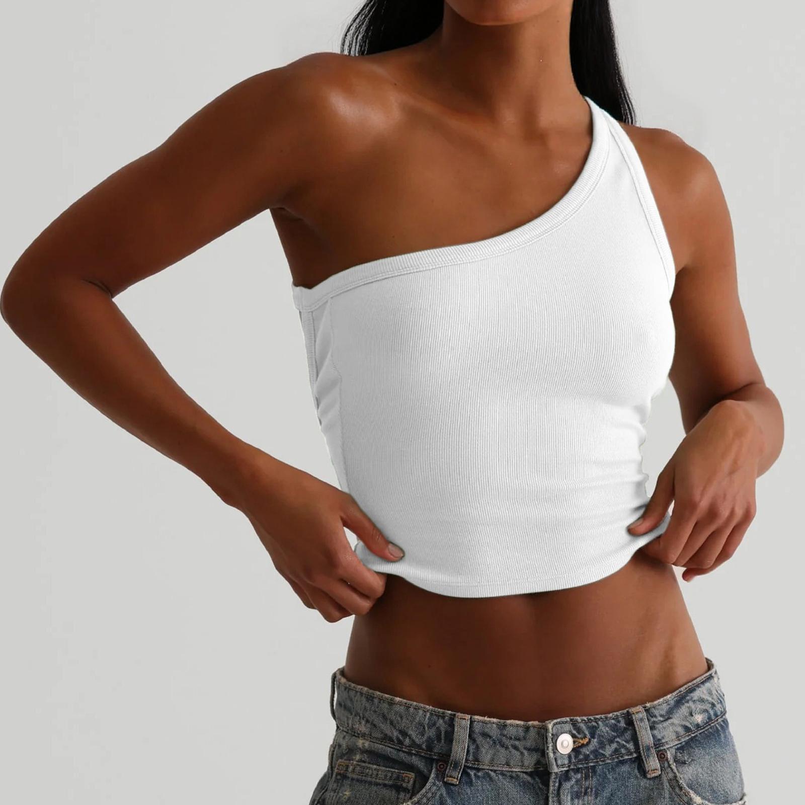 

Women s Casual Fashion Backless Off-shoulder Sleeveless Vest Top S білий