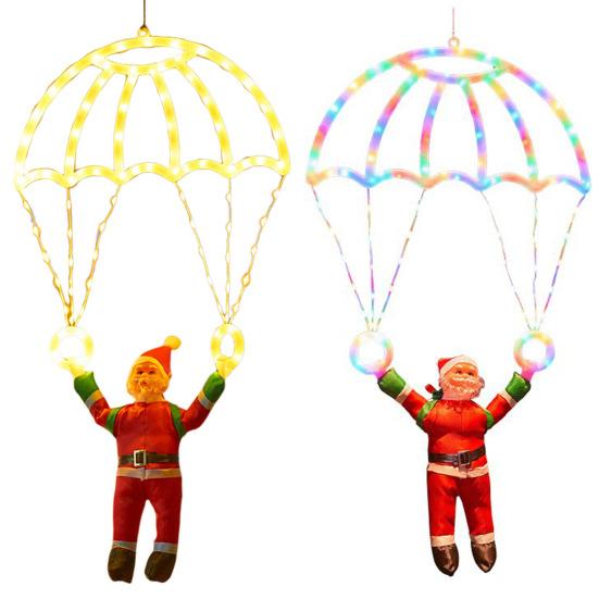 Christmas Parachute Light with Santa Claus Waterproof 8 Modes LED Christmas Hanging Light for Indoor Outdoor Window Wall Garden Xmas Tree Decor