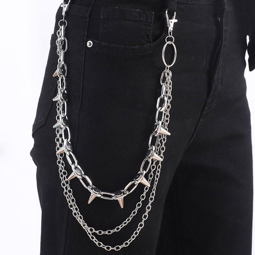 Edgy Spiked Metal Chain Accessory Detachable For Pants Bags Punk Style Secure Clasp Youth Punk Fashion belt Attachment