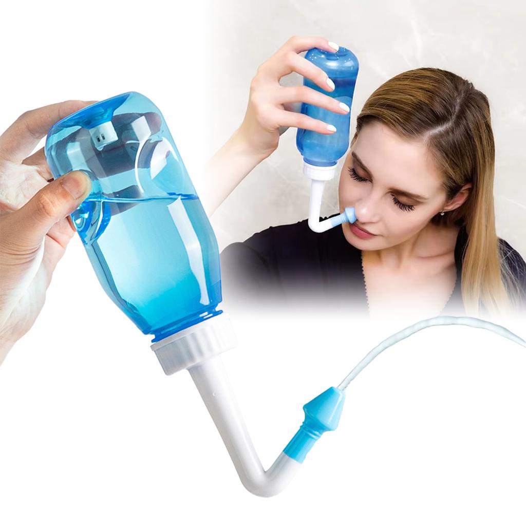 300ML Portable Nasal Wash Bottle with Cleaning Salt Pressure Sinus Rinse Cleaner Nasal Irrigation for Adults and Kids