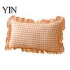 Federa Cuscino Decorativa Divano Shabby Chic con Volant, Fodera Cotone a Quadri con Bordo Arricciato, Federe Arricciate Vintage 18x18 Pollici 20x12 Copertura Decorativa