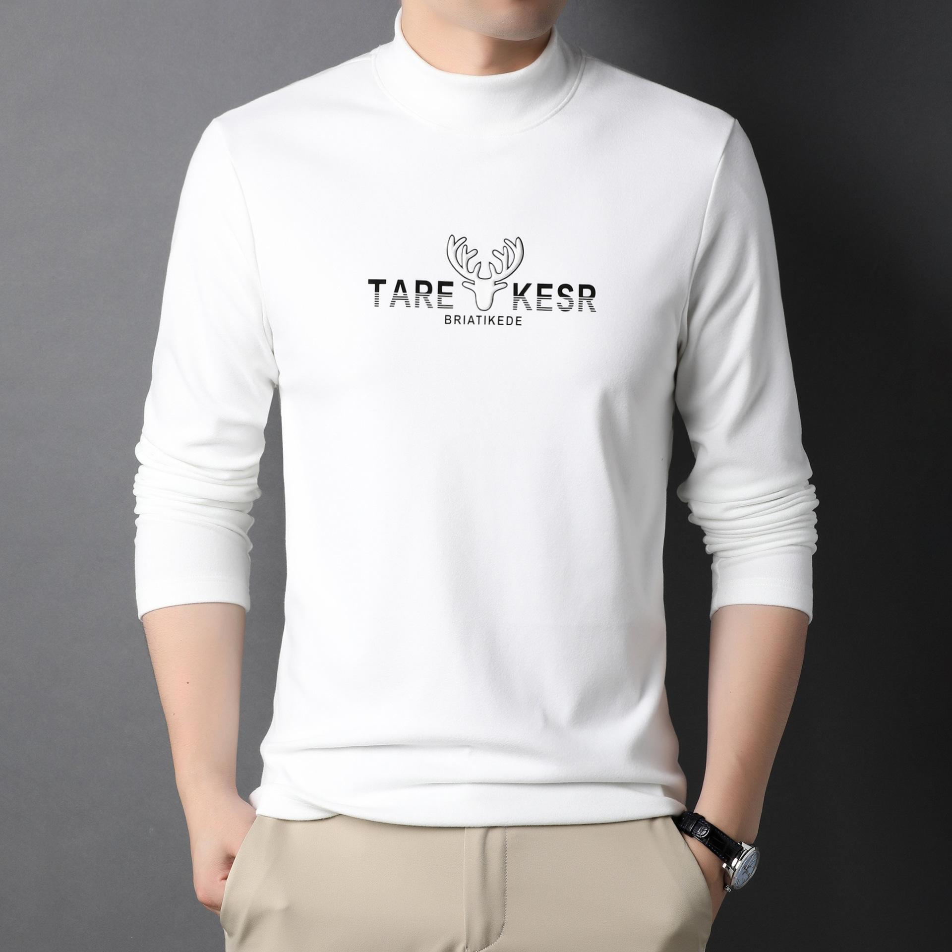 Осень и Зима Немецкий Вельвет Водолазка Футболка Мужская Мода Простой Однотонный Мужской — фото 3