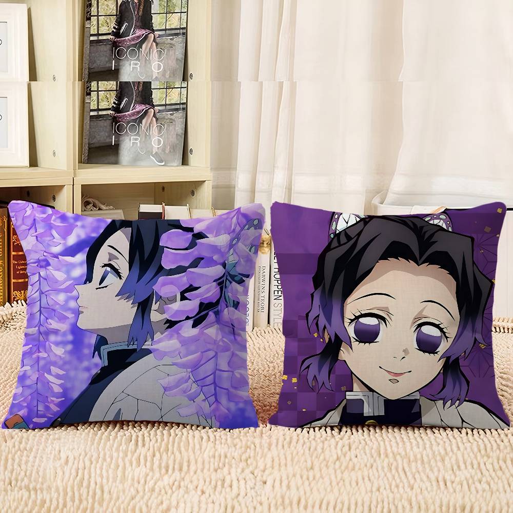 Demon Slayer K-Kochou ShinobuS Pillow Case Removable Washable Cushion Cover – All-Season Soft Linen