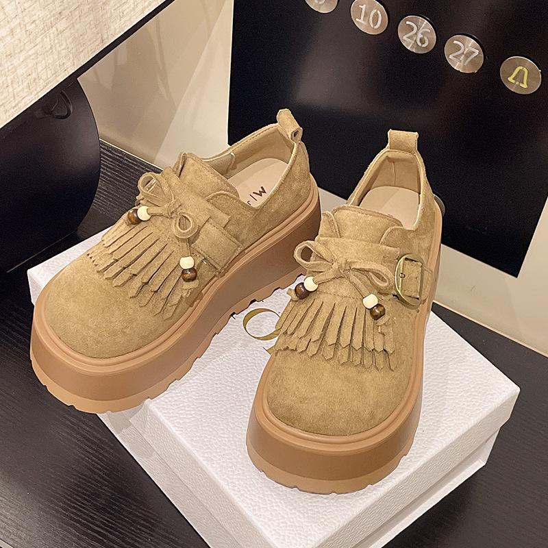 

Birken single shoes women s 2025 early autumn new versatile soft sole Birken round head fringed one pedal lazy Doudou single shoes 35