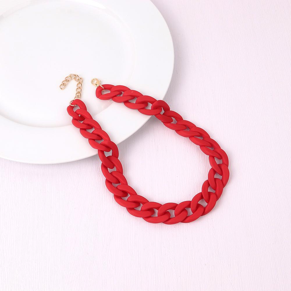Statement Matte Colorful Chunky Acrylic Chain Necklace For Women Boho Resin Wide Chain Collar Choker Necklaces Pendant Jewelry