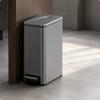 Square Stainless Steel Trash Can with Lid OdorControlling Compact Rectangular Pedal Bin Hands