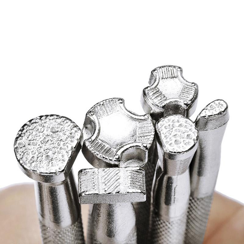 Leather Stamping Tools Set Non-Slip Different Shape Handle DIY Handcraft Making Tool for Leather Craft