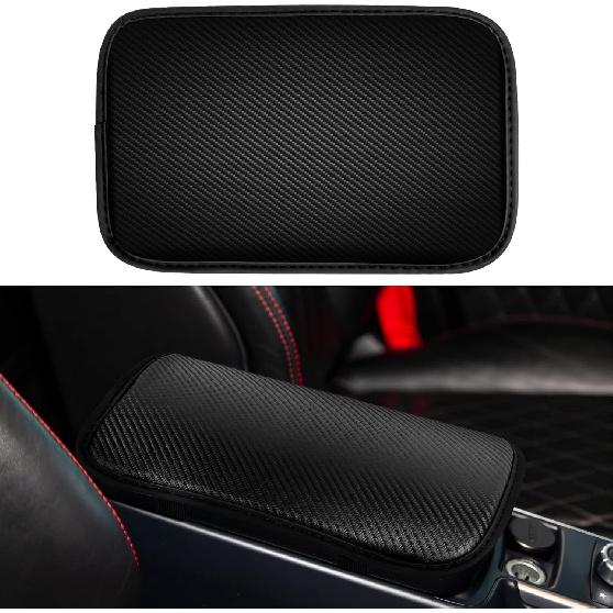 Amiss Car Center Console Pad, Universal Waterproof Car Armrest Seat Box Cover, Car Interior Accessories, Carbon Fiber PU Leather Auto Armrest Cover