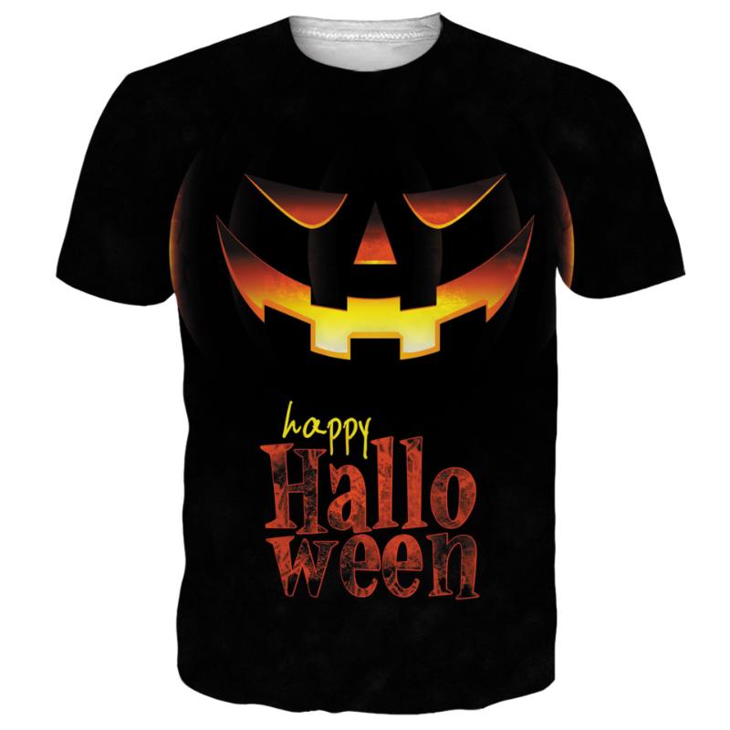 Halloween Cross-border European and American 3D Digital Printing New Casual Men's Short-sleeved Horror-themed Pumpkin T-shirt