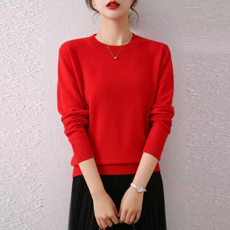 2025 Versatile Loose-Fit Wool Sweater: Slimming, Solid Color, Perfect for Autumn & Winter