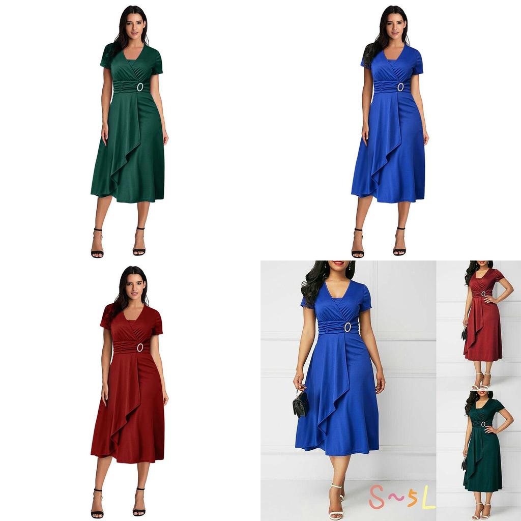 Trendy Plus Size Summer Vogue Sexy Asymmetric Hem V Neck Mini Dress For Fashion Forward Women