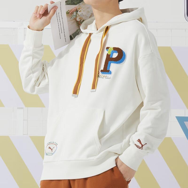 Puma Letter Print Drawstring Hooded Casual Long Sleeve Sweatshirt Unisex Sweatshirt White 625801-65