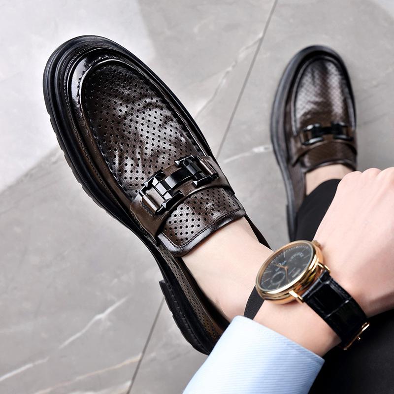 Men's Trendy Breathable Leather Slip-On Shoes: Versatile, Fashionable, and Comfortable for Business or Casual Wear