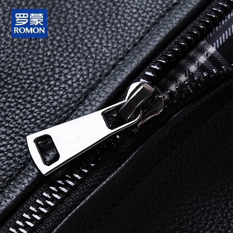 Romon Men's Genuine Leather Lapel Jacket