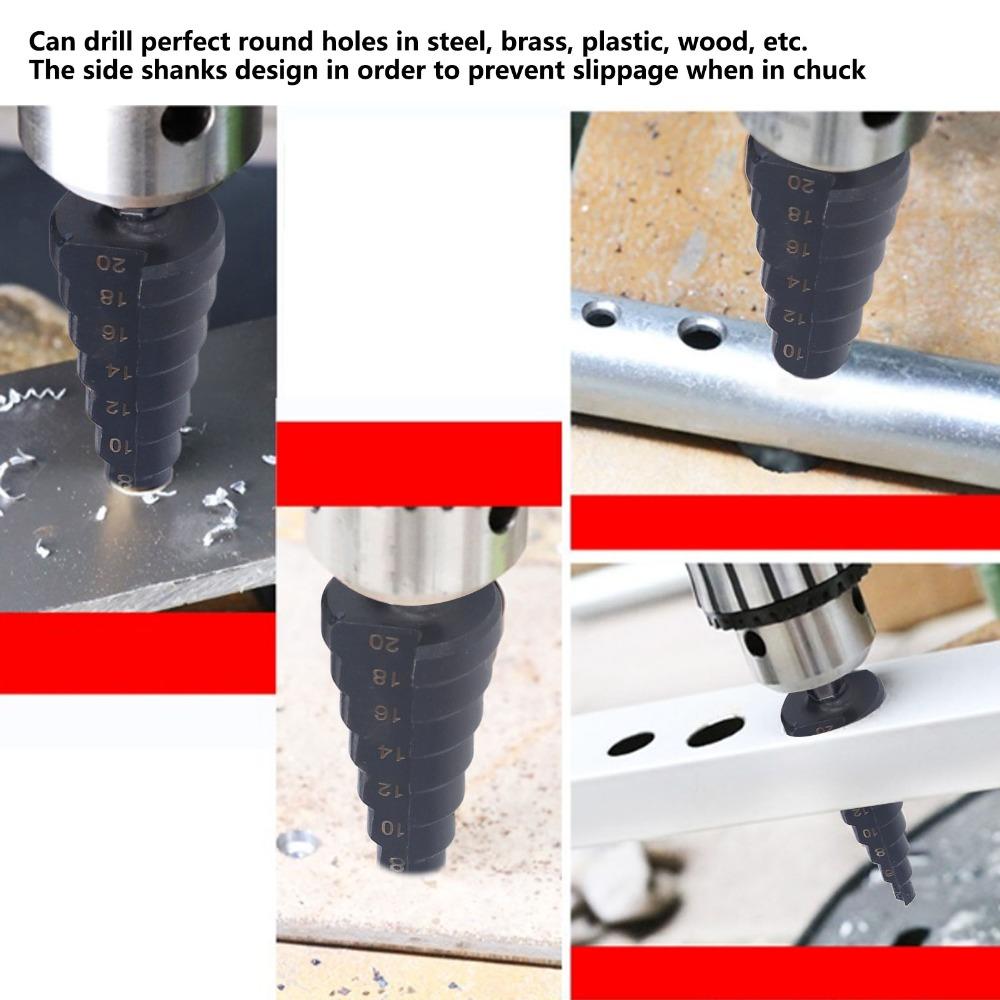 3pcs Precision Step Drill Bit Set Hex Shank Bearing Steel Step Drill Bit  Home Improvement
