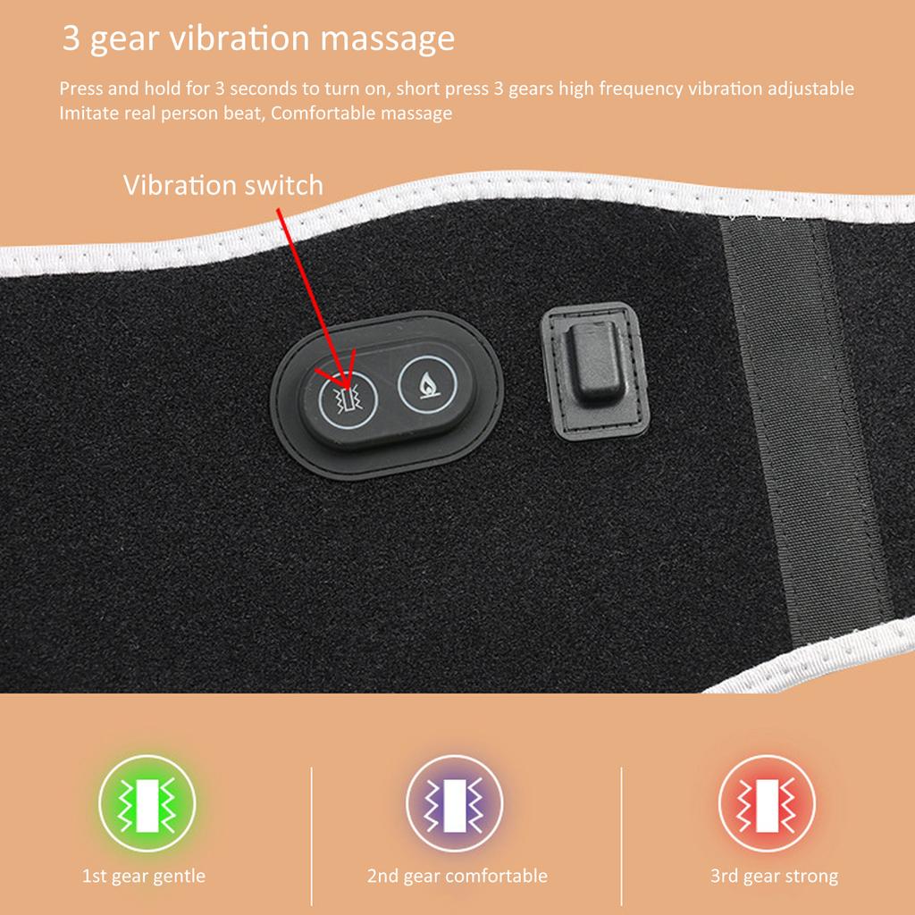 Heated Waist Belt Temperature Adjustable Soft Vibration Massage Lower Back Heating Pad