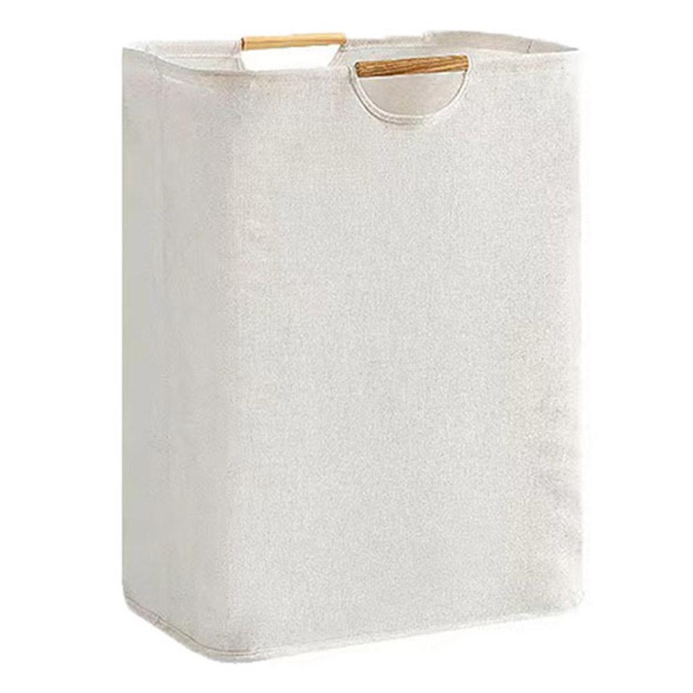 Składany kosz na pranie z drewnianym uchwytem 40×30×40cm Duży pojemny materiałowy kosz do przechowywania