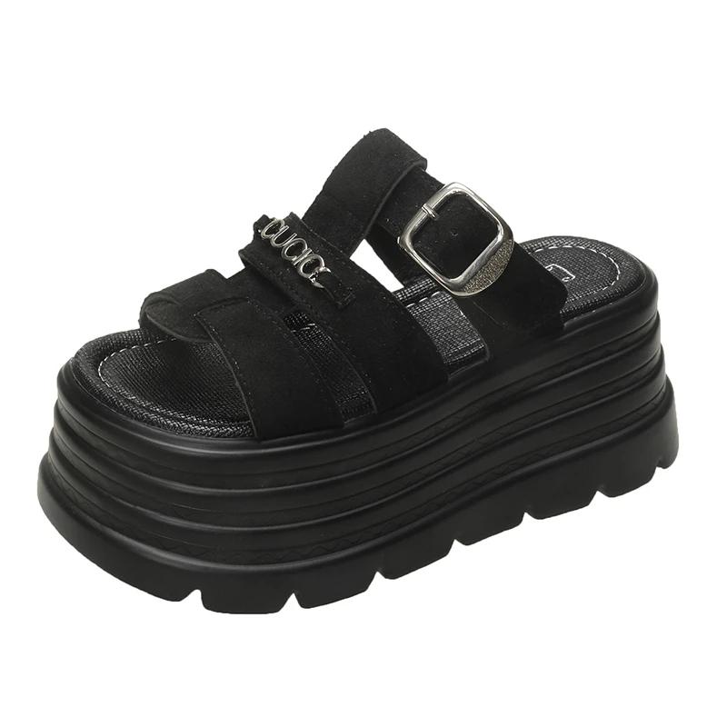 

Модные 8 см Летние Женские Сандалии на Высокой Платформе, Клиновидном Каблуке, Шлепанцы, Модные Новые Пляжные Уличные Массивные Сандалии, Комфортные Повседневные Шлепки для Женщин 39