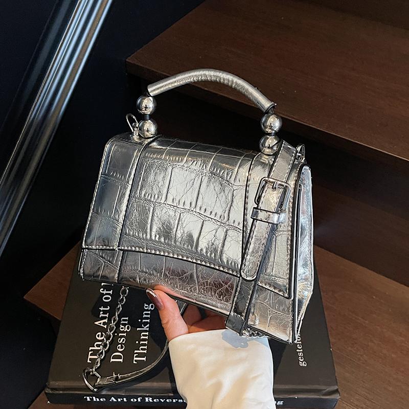 Schoolbag Women's Silver Designer Luxury Soft Top-Handle Tote Alligator Leather Handbag Purse Bag Brand Stone Pattern Crossbody Bags