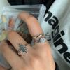Adjustable Dazzling Silver Ring For Women Featuring Twisted Braids And Glam Rhinestone