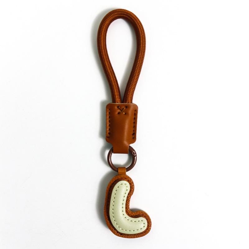 High-End Leather Alphabet Keychain Bag Pendant