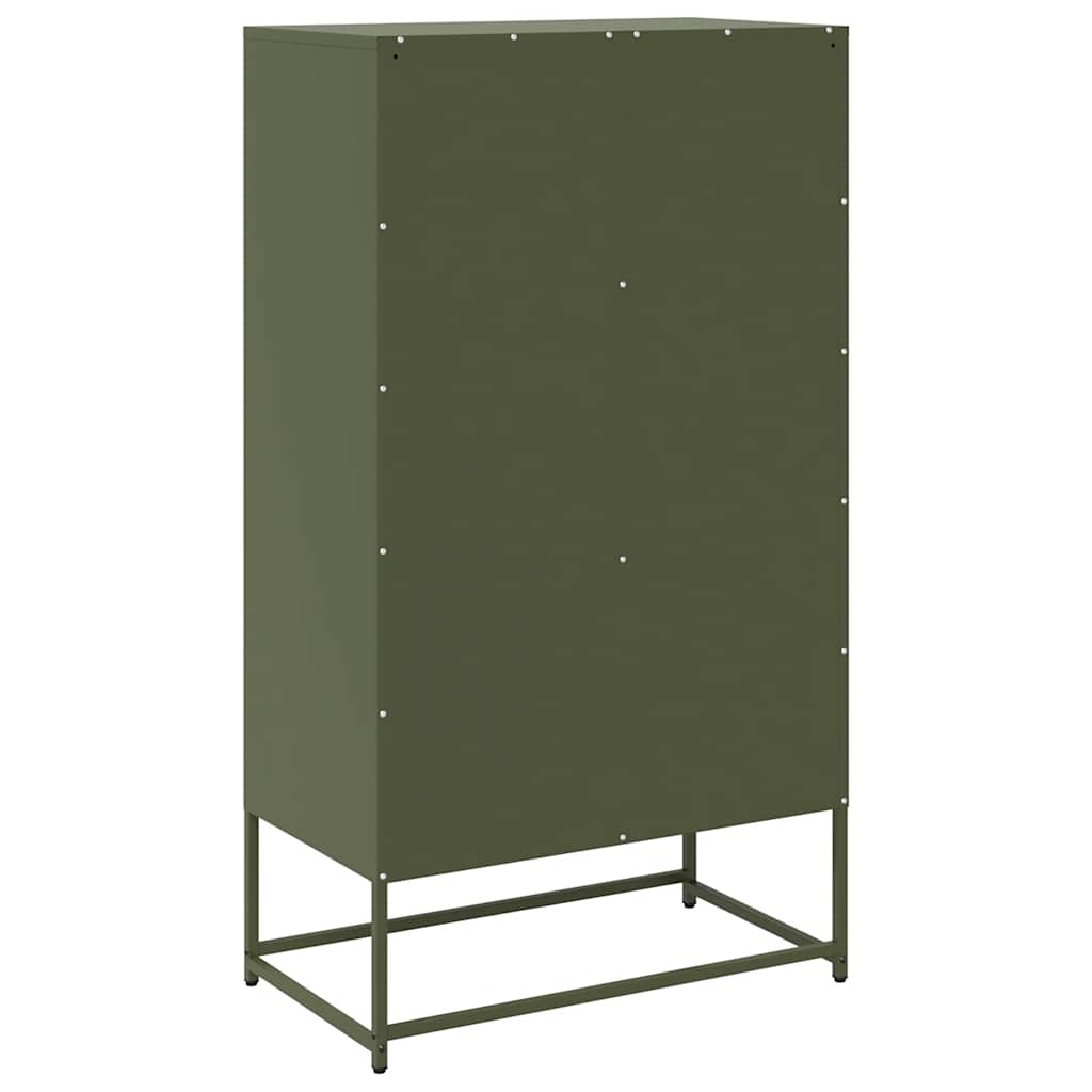 Komoda Oliwkowo-Zielona 68X39X123 Cm Stal